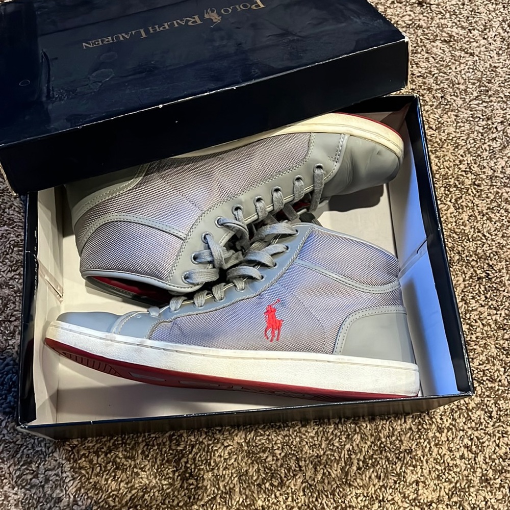 Men’s Polo Ralph Lauren Trevose Mid Grey Leather Nylon Mesh
